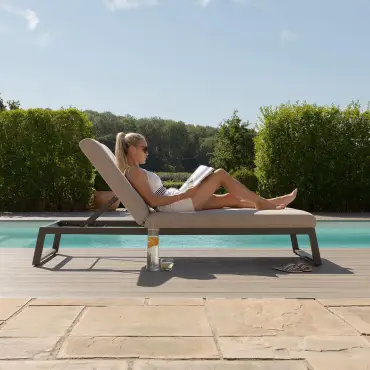 Fabric Allure Sunlounger x2 White frame