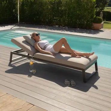Fabric Allure Sunlounger x2 White frame