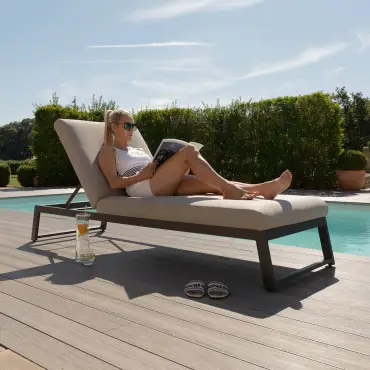 Fabric Allure Sunlounger x2 White frame