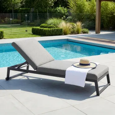 Fabric Allure Sunlounger x2 White frame