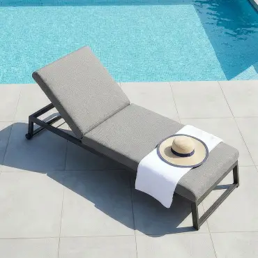 Fabric Allure Sunlounger x2 White frame