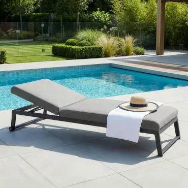 Fabric Allure Sunlounger x2 White frame