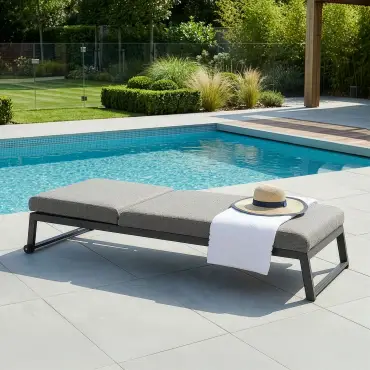 Fabric Allure Sunlounger x2 White frame