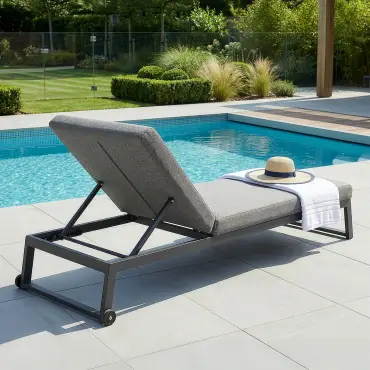 Fabric Allure Sunlounger x2 White frame