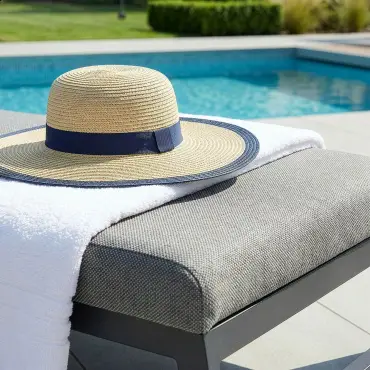Fabric Allure Sunlounger x2 White frame