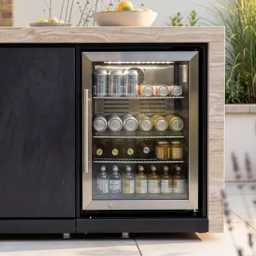 Monarch Linear Outdoor Kitchen - 4 Burner Gas Grill, Sink & Single Fridge