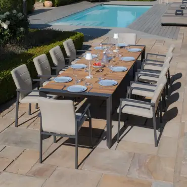 Jakarta Teak Extending 6-10 Seat Dining Table - 10 Ibiza Dining Chairs