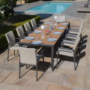 Jakarta Teak Extending 6-10 Seat Dining Table - 10 Ibiza Dining Chairs