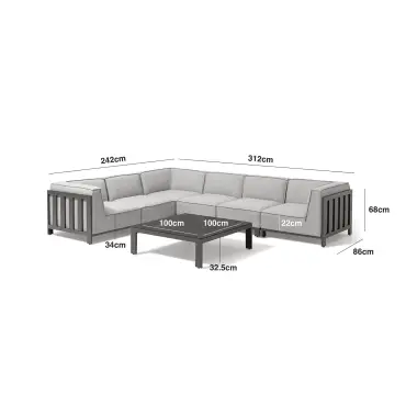 Ibiza Medium Corner Sofa Set Square Coffee Table