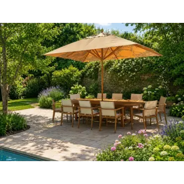 Bamboo 3.5m x 2.5m Rectangular Parasol Beige
