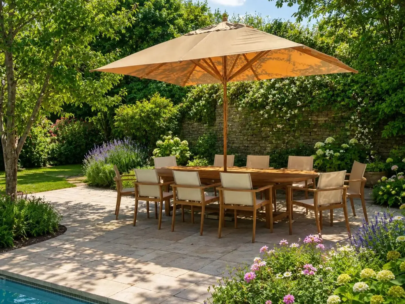 Bamboo 3.5m x 2.5m Rectangular Parasol Beige