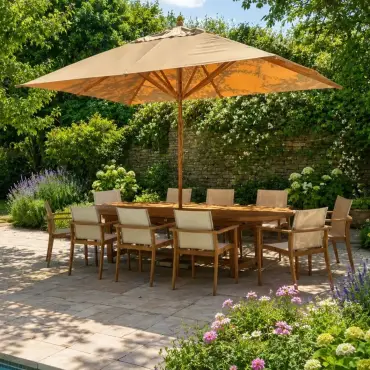 Bamboo 3.5m x 2.5m Rectangular garden Parasol