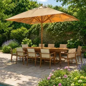 Bamboo 3.5m x 2.5m Rectangular garden Parasol