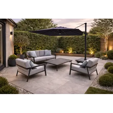 Sicily 3M Square Cantilever Parasol With LED Lights