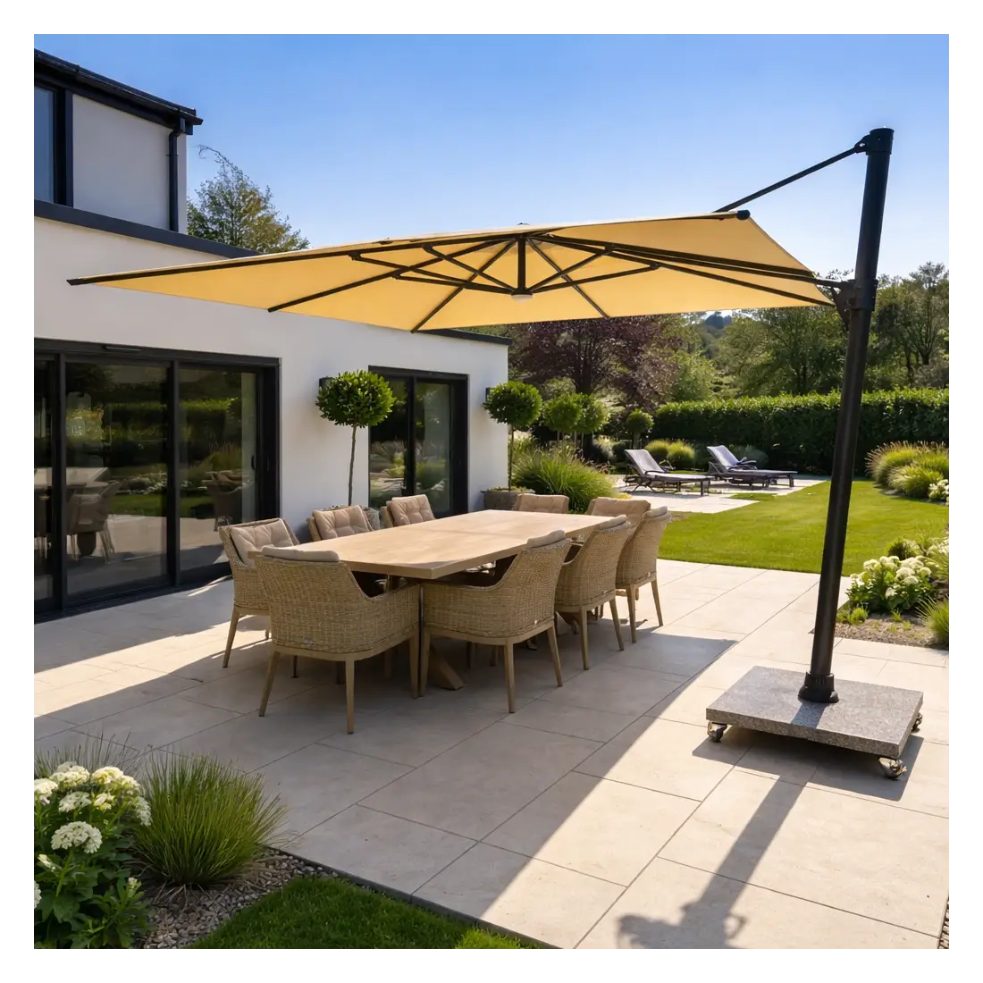 Sicily 3M Square Cantilever Parasol With LED Lights