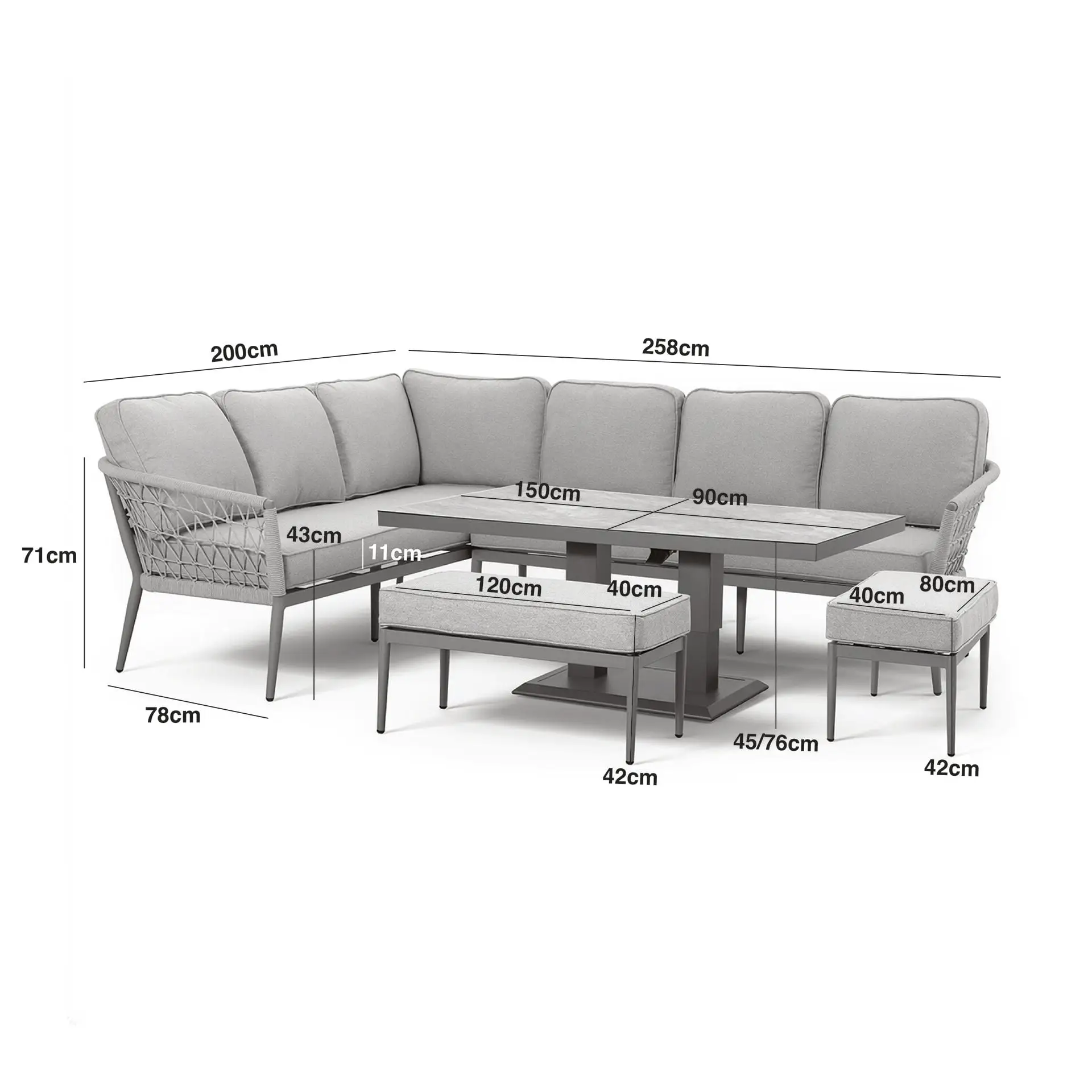Monaco Rope Weave Large Corner Dining Set