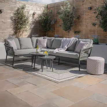 Monaco Corner Sofa Set with Round Coffee Tables