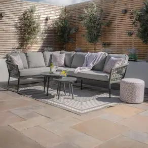 Monaco Corner Sofa Set with Round Coffee Tables