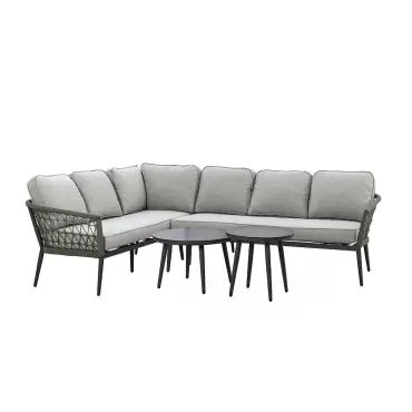 Monaco Rope Weave Large Corner - Pair of Round Coffee Tables