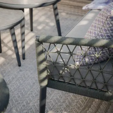Monaco Rope Weave 3 Seat Sofa Set with Pair of Round Coffee Tables