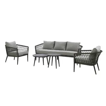 Monaco Rope Sofa Set – 3 Seat with Round Tables