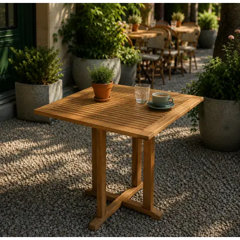 Cafe 75cm sq teak table Cafe 75cm sq teak table