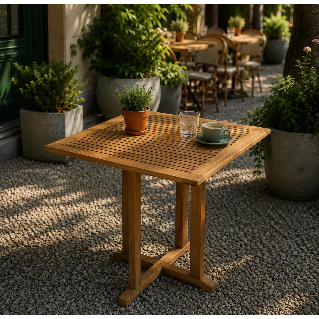 Cafe 75cm sq teak table Cafe 75cm sq teak table