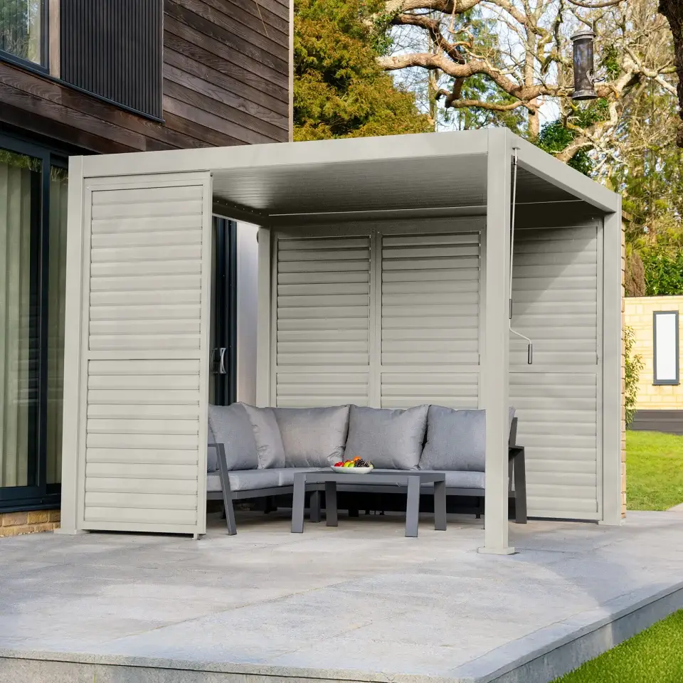 Titan Aluminium Shuttered Louvre Side Panels Set of 3 - 1.2m