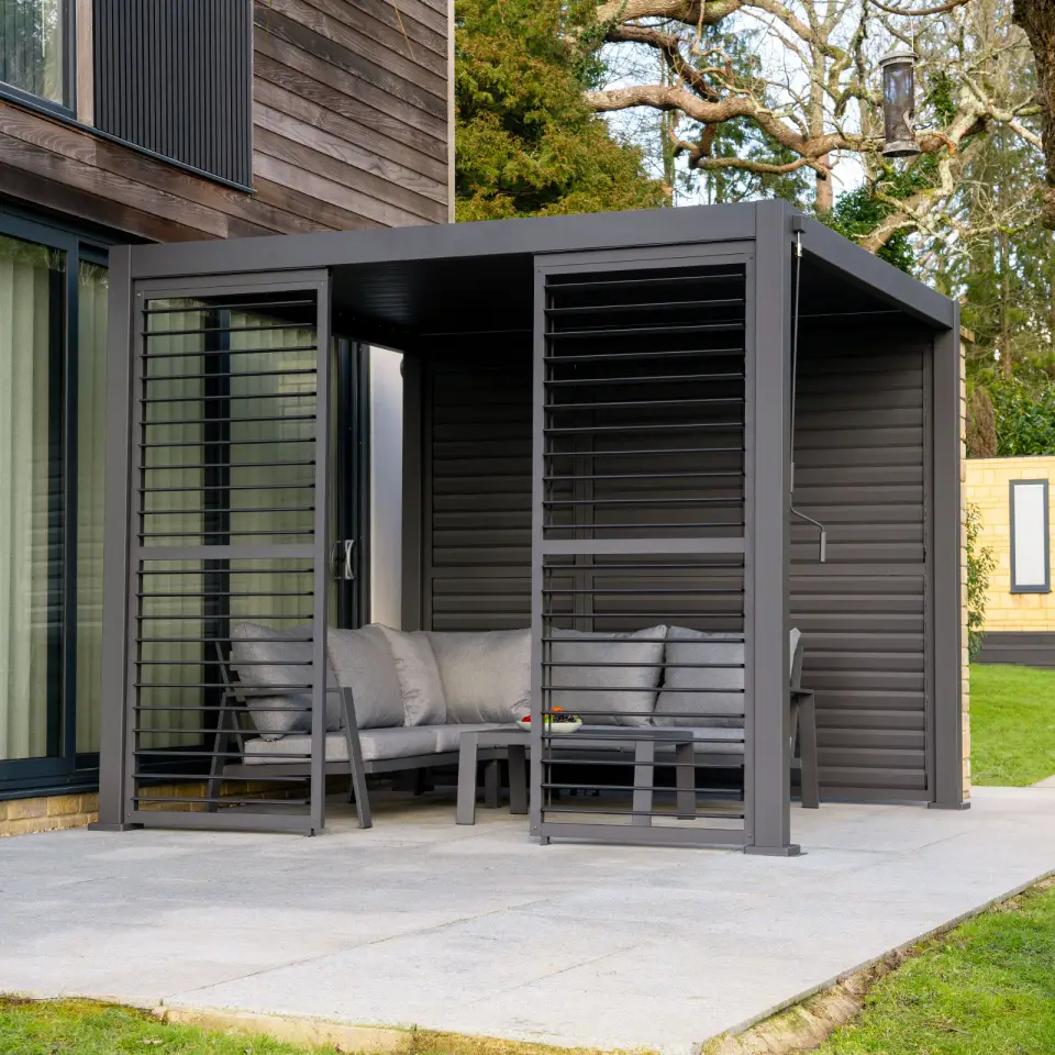 Titan Aluminium Shuttered Louvre Side Panels Set of 3 - 1.33m