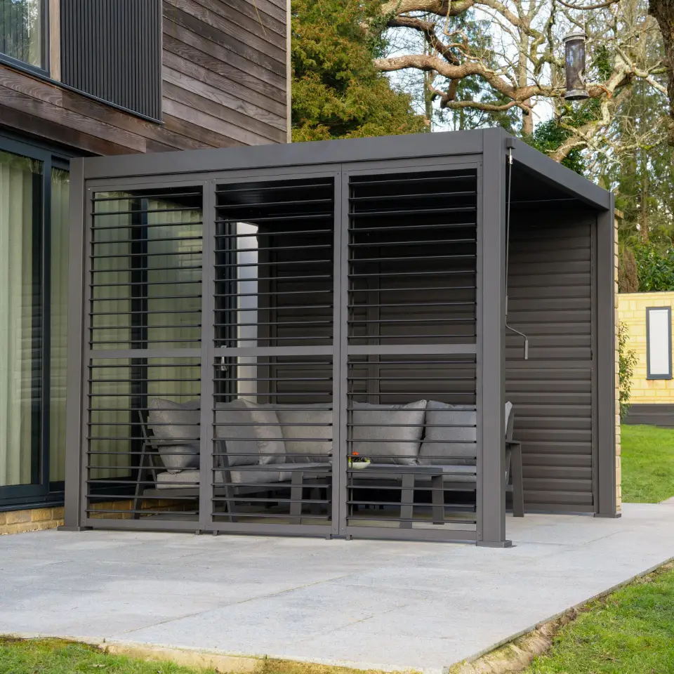 Titan Aluminium Shuttered Louvre Side Panels Set of 3 - 1.33m