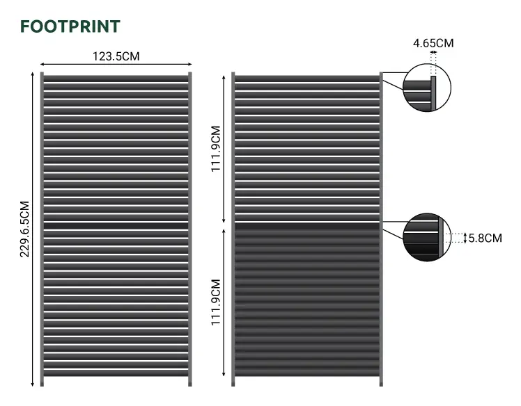 Titan Aluminium Shuttered Louvre Side Panels Set of 3 - 1.33m