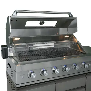 Ember Linear Outdoor Kitchen with 6 Burner Gas Grill & Single Fridge