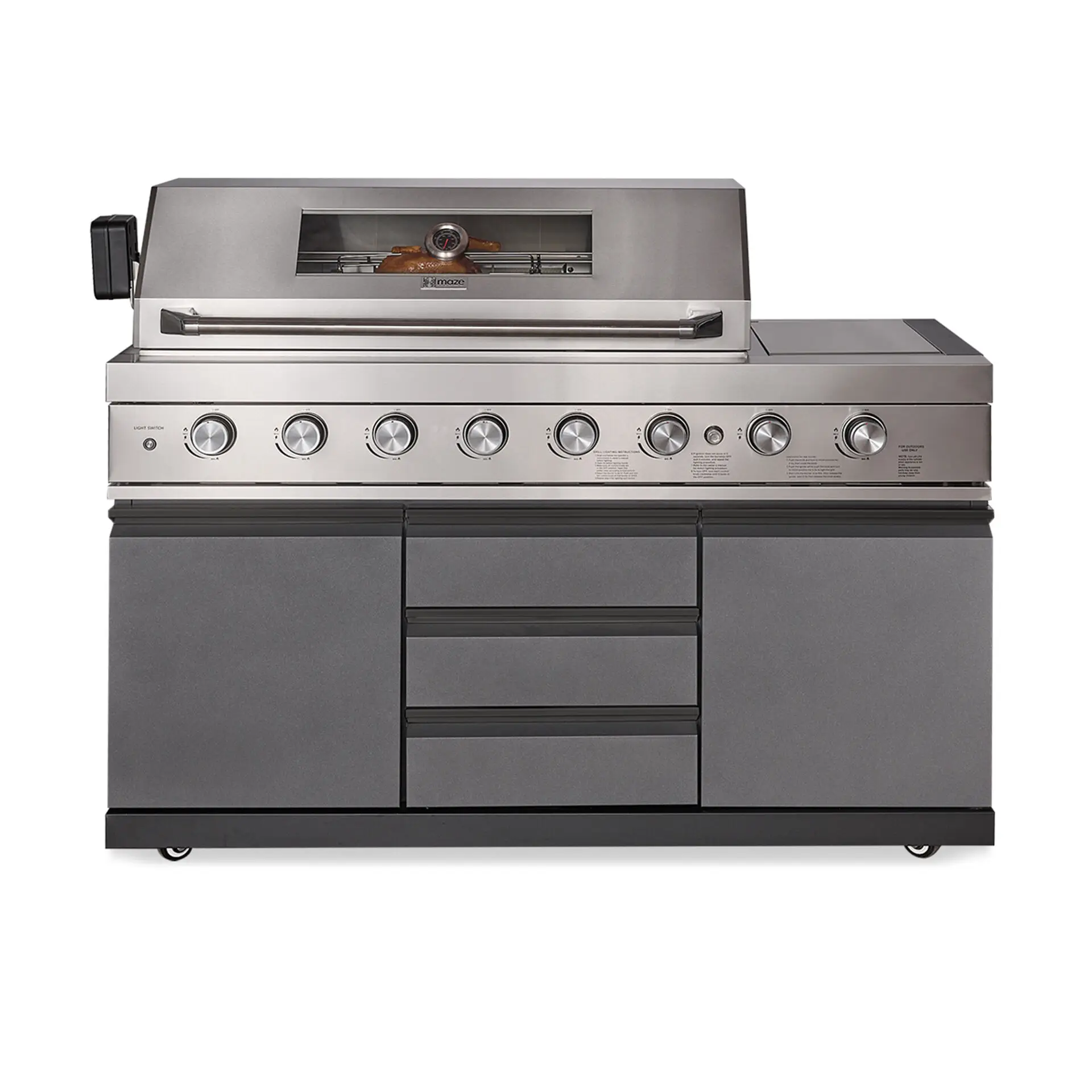 Ember Linear Outdoor Kitchen with 6 Burner Gas Grill & Single Fridge