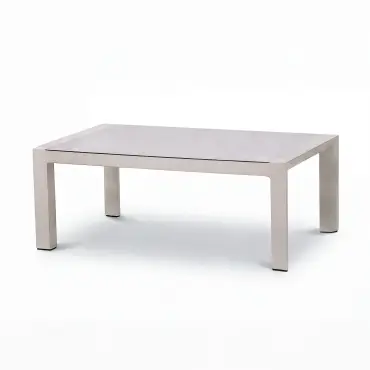 New York 2 Seat Aluminium Sofa Set with Ceramic Glass Coffee Table - Latte