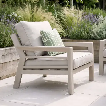 New York 2 Seat Aluminium Sofa Set with Ceramic Glass Coffee Table - Latte