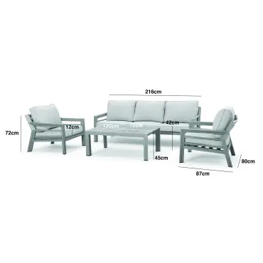 New York 3 Seat Aluminium Sofa Set with Ceramic Coffee Table - Latte