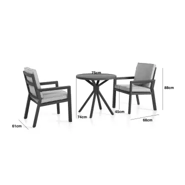 New York 3 Piece Aluminium Ceramic Glass Bistro Set - Latte