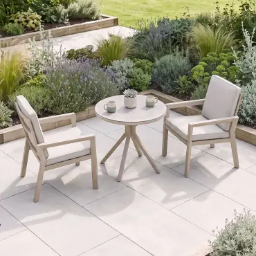 New York 3 Piece Aluminium Ceramic Glass Bistro Set - Latte