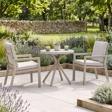 New York 3 Piece Aluminium Ceramic Glass Bistro Set - Latte