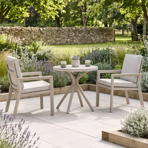 New York 3 Piece Aluminium Ceramic Glass Bistro Set - Latte