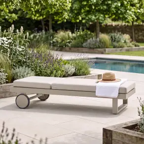 New York Aluminium Single Sunlounger - Latte