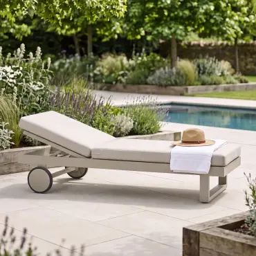 New York Aluminium Single Sunlounger - Latte