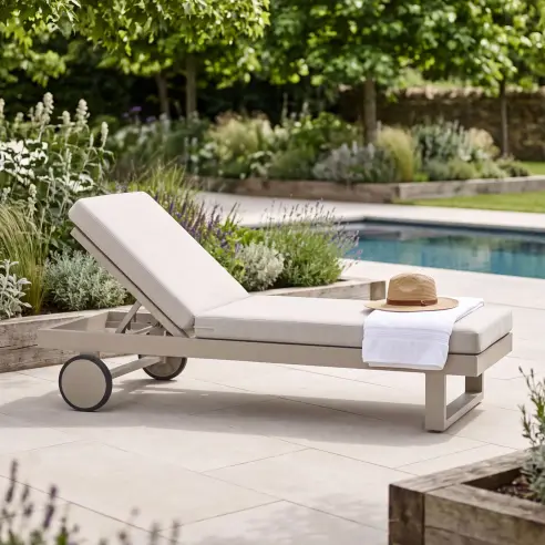 New York Aluminium Single Sunlounger - Latte