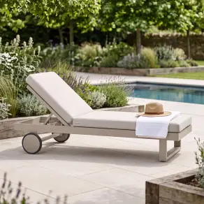 New York Aluminium Single Sunlounger - Latte
