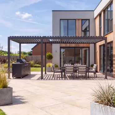 Titan Free Standing 2+4 -6.0 -3.0M Rectangular Manually Operated Pergola - Grey