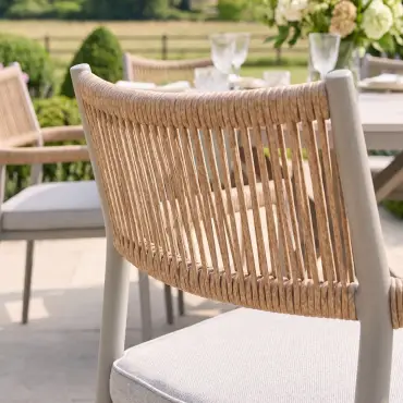 Cambridge Rattan Rope 6 Seat Round Sintered Stone Dining Set
