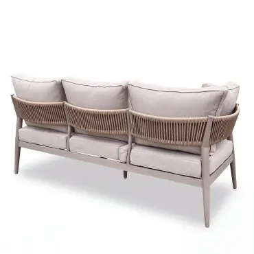 Cambridge Rattan Rope Corner Sofa Dining Set - Sintered Stone Rising Table & 2 Footstools