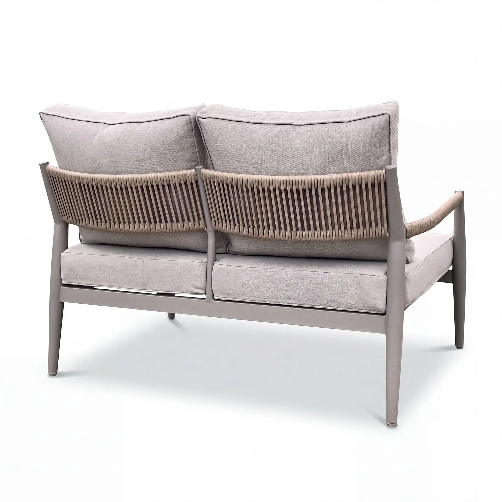 Cambridge Rattan Rope Corner Sofa Dining Set - Sintered Stone Rising Table & 2 Footstools