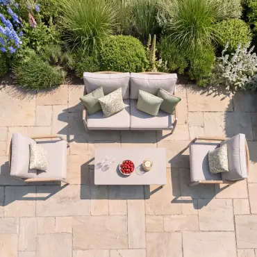 Cambridge Rattan Rope 2 Seat Sofa Set - 2 Armchairs & Sintered Stone Coffee Table