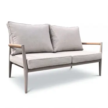 Cambridge Rattan Rope 2 Seat Sofa Set - 2 Armchairs & Sintered Stone Coffee Table